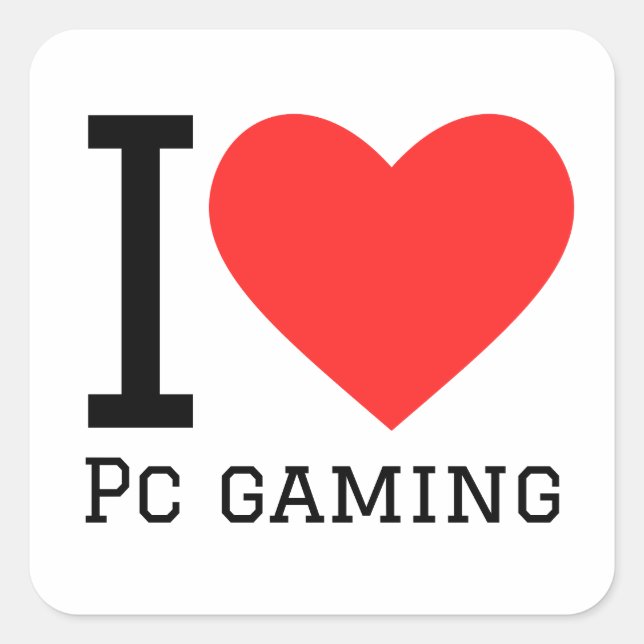 Adesivo Quadrado Eu adoro jogos de pc (Frente)