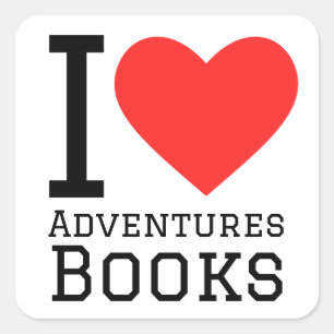 Adesivo Quadrado Eu adoro livros de aventura
