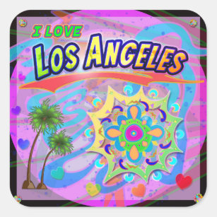 Adesivo Quadrado Eu adoro Los Angeles True Progress Sticker
