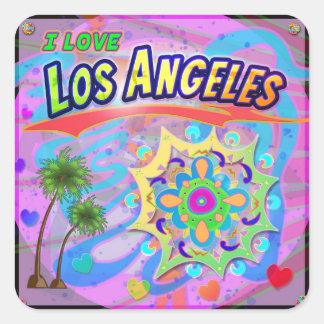 Adesivo Quadrado Eu adoro Los Angeles True Progress Sticker