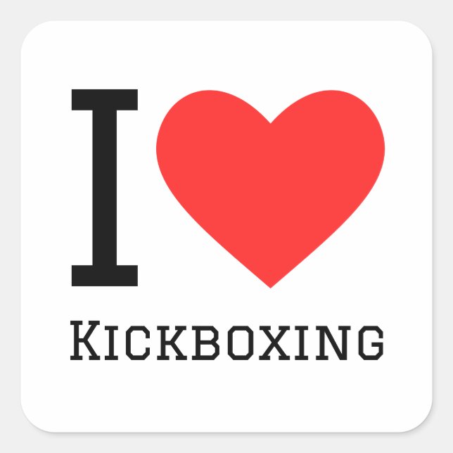 Adesivo Quadrado Eu adoro o kickboxe (Frente)