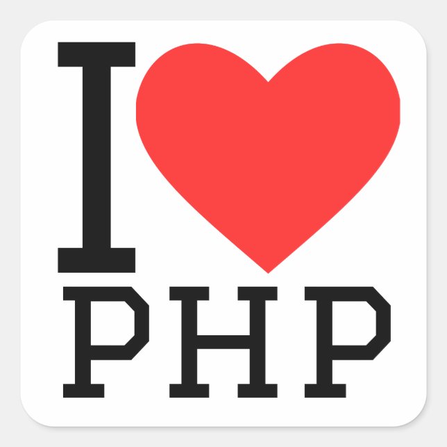 Adesivo Quadrado Eu adoro o php (Frente)