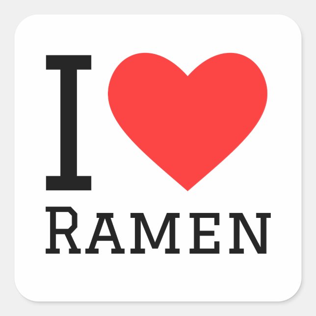 Adesivo Quadrado Eu adoro o Ramen (Frente)