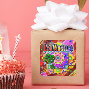 Adesivo Quadrado Eu adoro o Sticker dos Amigos Tropicais de Los Ang