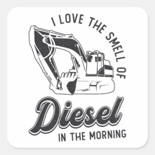 Adesivo Quadrado Eu Adoro O Trabalhador De Construção De Escavado