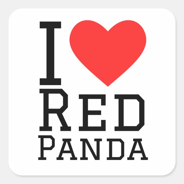 Adesivo Quadrado Eu adoro panda vermelha (Frente)