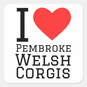 Adesivo Quadrado Eu adoro pembroke welsh corgis