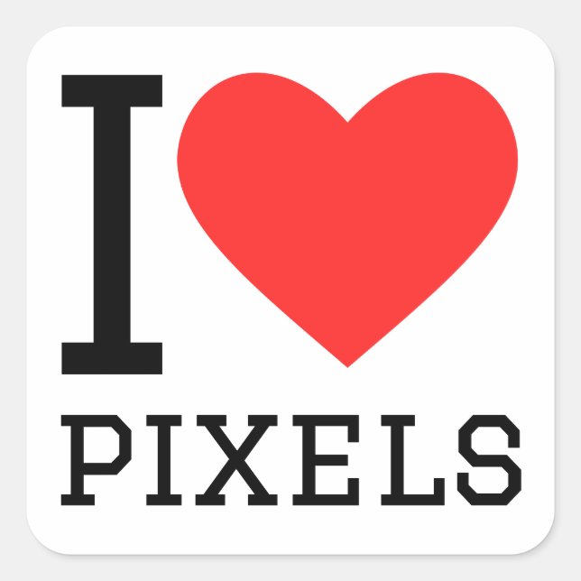Adesivo Quadrado Eu adoro pixels (Frente)