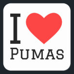 Adesivo Quadrado Eu adoro pumas<br><div class="desc">Eu adoro umas,  para amantes do reino animal</div>