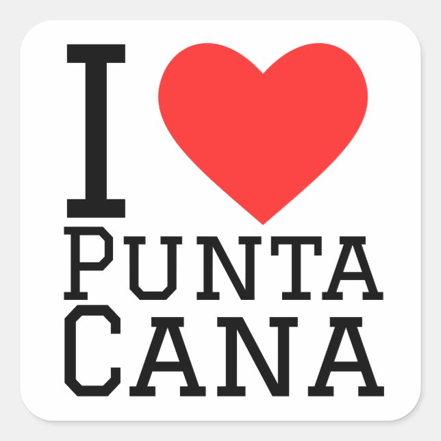 Adesivo Quadrado Eu adoro punta cana (Frente)