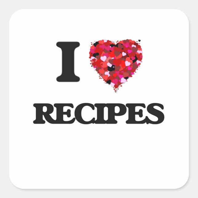 Adesivo Quadrado Eu adoro receitas comida (Frente)