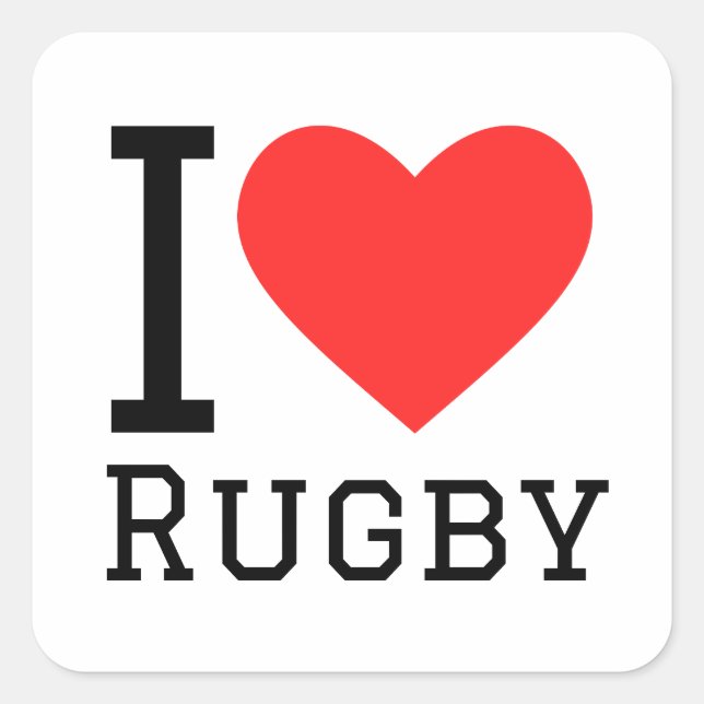 Adesivo Quadrado Eu adoro rugby (Frente)
