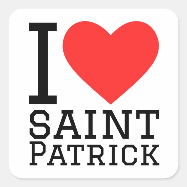 Adesivo Quadrado Eu adoro santo patrick (Frente)