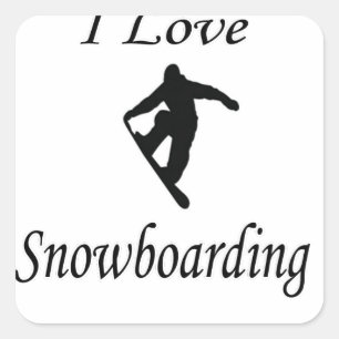 Adesivo Quadrado Eu Adoro Snowboard