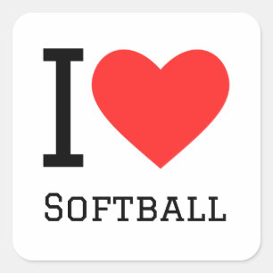 Adesivo Quadrado Eu adoro softball