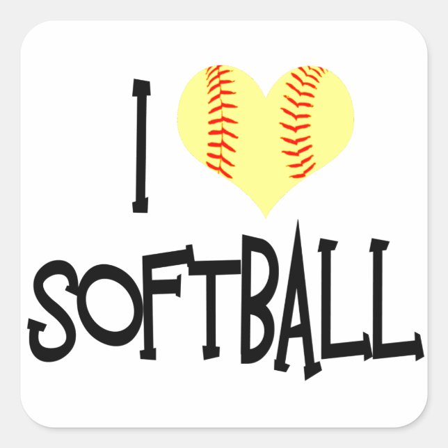 Adesivo Quadrado Eu adoro softball (Frente)
