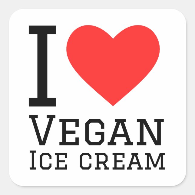 Adesivo Quadrado Eu adoro sorvete de vegan (Frente)