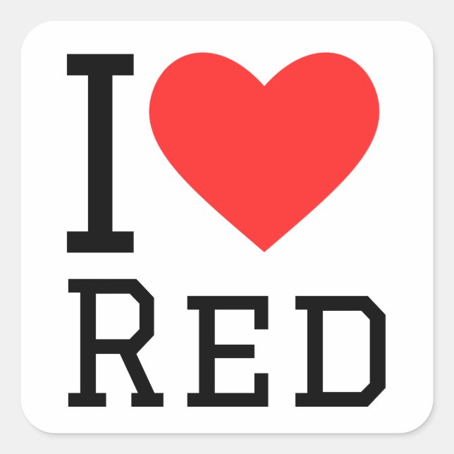 Adesivo Quadrado Eu adoro Stickers quadrados vermelhos (Frente)