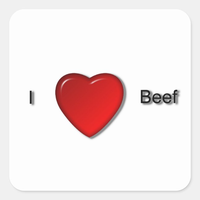 Adesivo Quadrado Eu amo a carne (Frente)