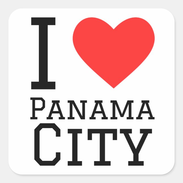 Adesivo Quadrado Eu amo a Cidade do Panamá (Frente)