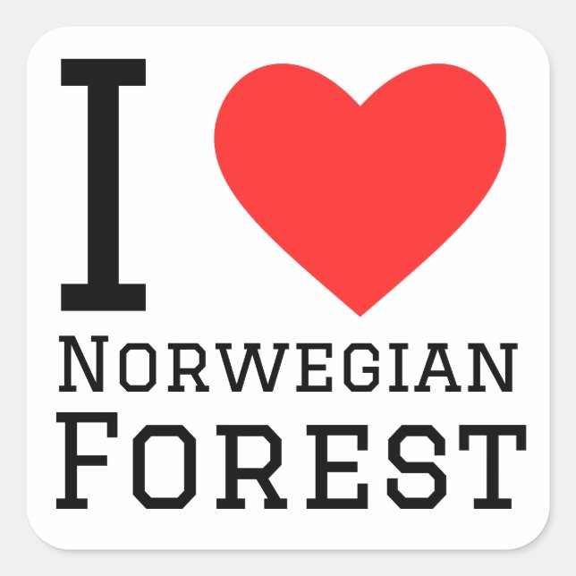Adesivo Quadrado Eu amo a floresta norueguesa (Frente)