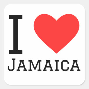 Adesivo Quadrado Eu amo a Jamaica