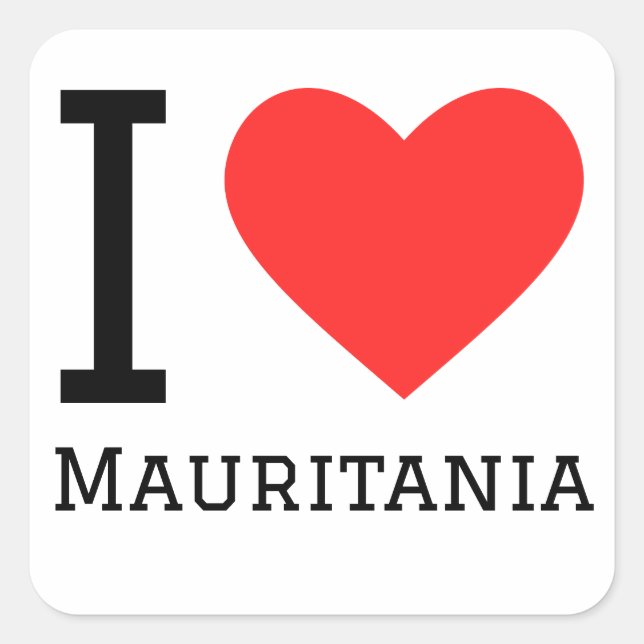 Adesivo Quadrado Eu amo a mauritânia (Frente)