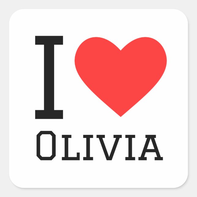 Adesivo Quadrado Eu amo a Olivia (Frente)