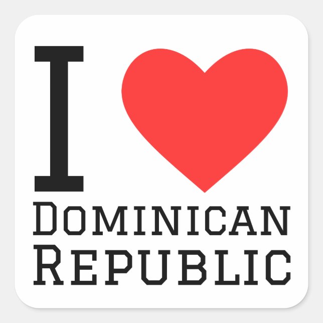Adesivo Quadrado Eu amo a República Dominicana (Frente)