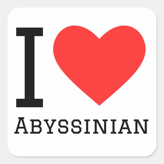 Adesivo Quadrado Eu amo Abyssinian (Frente)