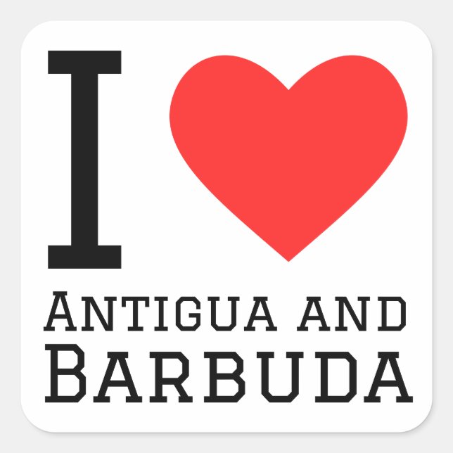 Adesivo Quadrado Eu amo Antígua e Barbuda (Frente)