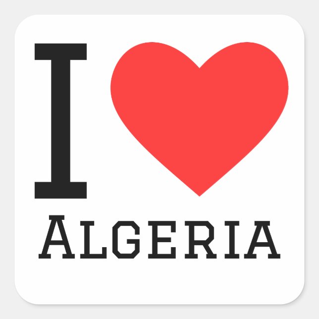 Adesivo Quadrado Eu amo argélia (Frente)