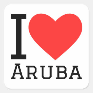 Adesivo Quadrado Eu amo Aruba