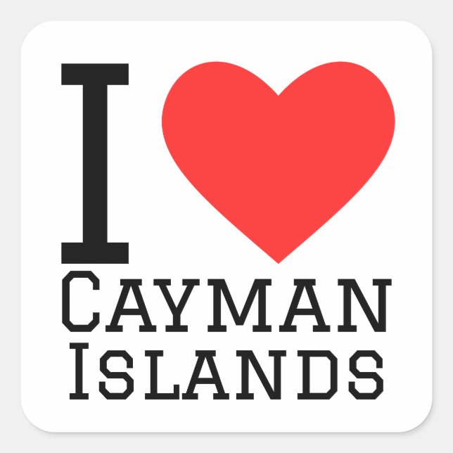 Adesivo Quadrado Eu amo as Ilhas Cayman (Frente)