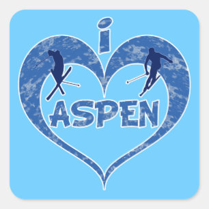 Adesivo Quadrado Eu amo Aspen