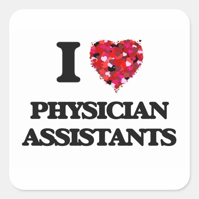 Adesivo Quadrado Eu amo assistentes médicos (Frente)