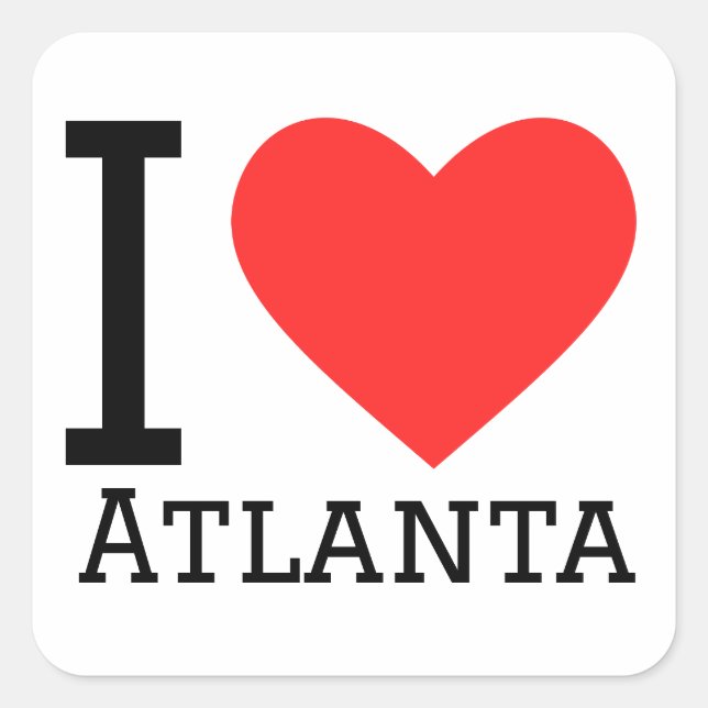Adesivo Quadrado Eu amo Atlanta (Frente)