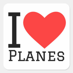 Adesivo Quadrado Eu amo aviões