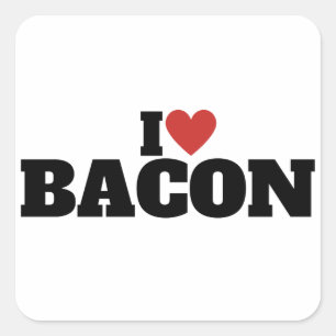Adesivo Quadrado Eu Amo Bacon