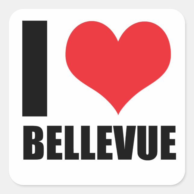 Adesivo Quadrado Eu amo Bellevue (Frente)