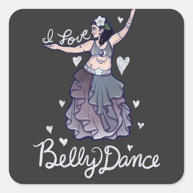 Adesivo Quadrado Eu amo Belly Dance (Frente)