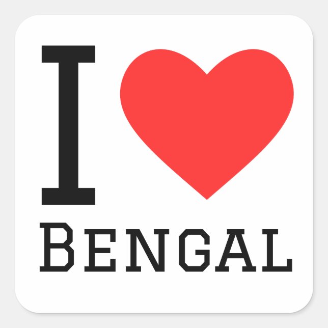 Adesivo Quadrado Eu amo bengal (Frente)