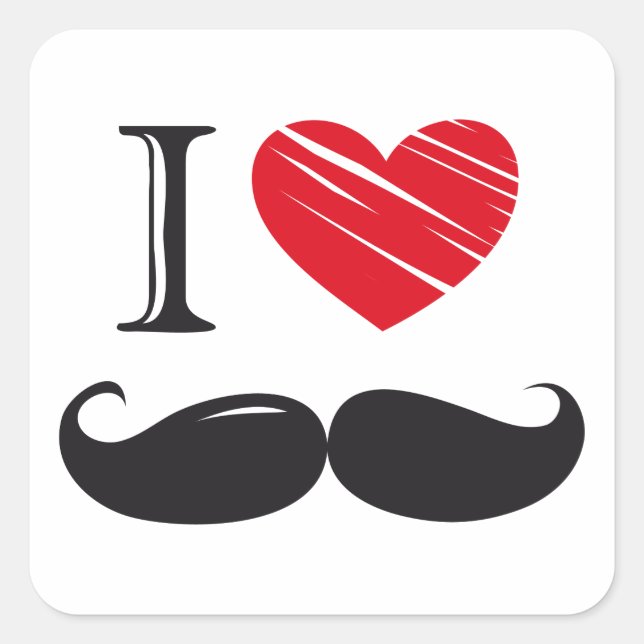 Adesivo Quadrado Eu Amo BIGODE Nº 1 (Frente)