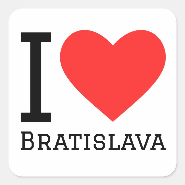 Adesivo Quadrado Eu amo Bratislava (Frente)