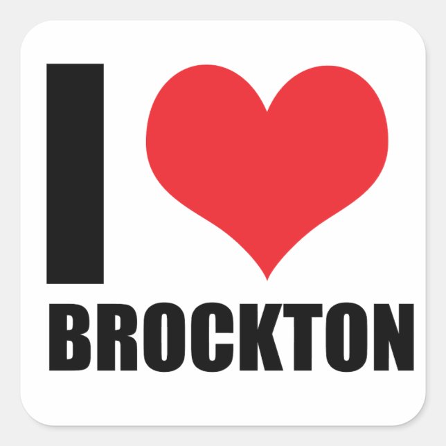 Adesivo Quadrado Eu amo Brockton (Frente)