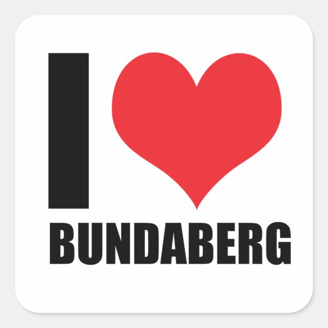 Adesivo Quadrado Eu amo Bundaberg (Frente)