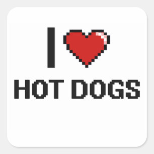 Adesivo Quadrado Eu amo cachorros quentes