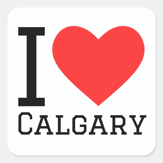 Adesivo Quadrado Eu amo Calgary (Frente)