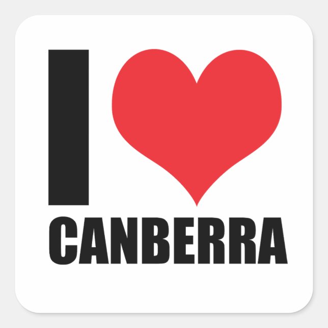 Adesivo Quadrado Eu amo Canberra (Frente)