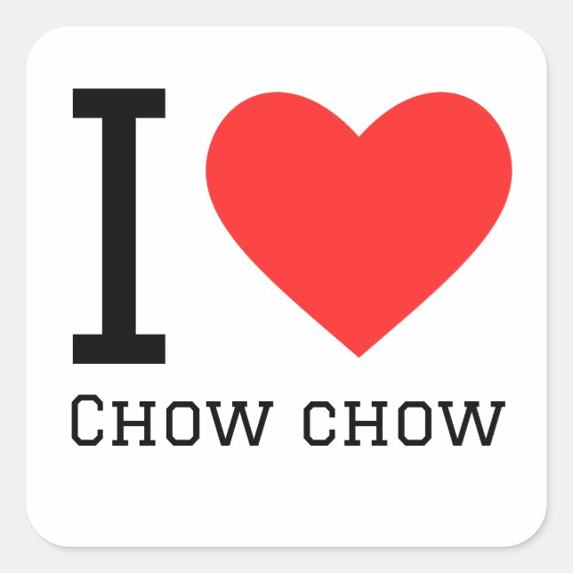Adesivo Quadrado Eu amo chow chow (Frente)